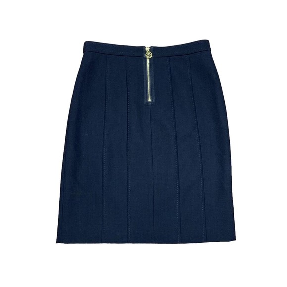 Tory Burch Skirt Pencil Dark Navy Blue Size 4 Logo Zipper Pull‎